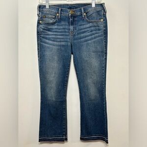 True Religion Becca Mid Rise Bootcut Crop Raw Hem Jeans